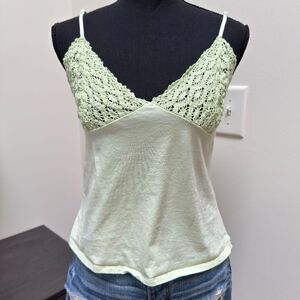 Vintage Victoria's Secret Lace Cami Top | Y2K 2005 VS Green Crochet Tank | Sz MD